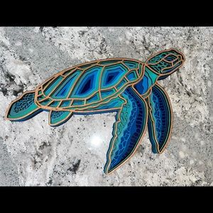 Wall art.  Laser cut 6 layer sea turtle